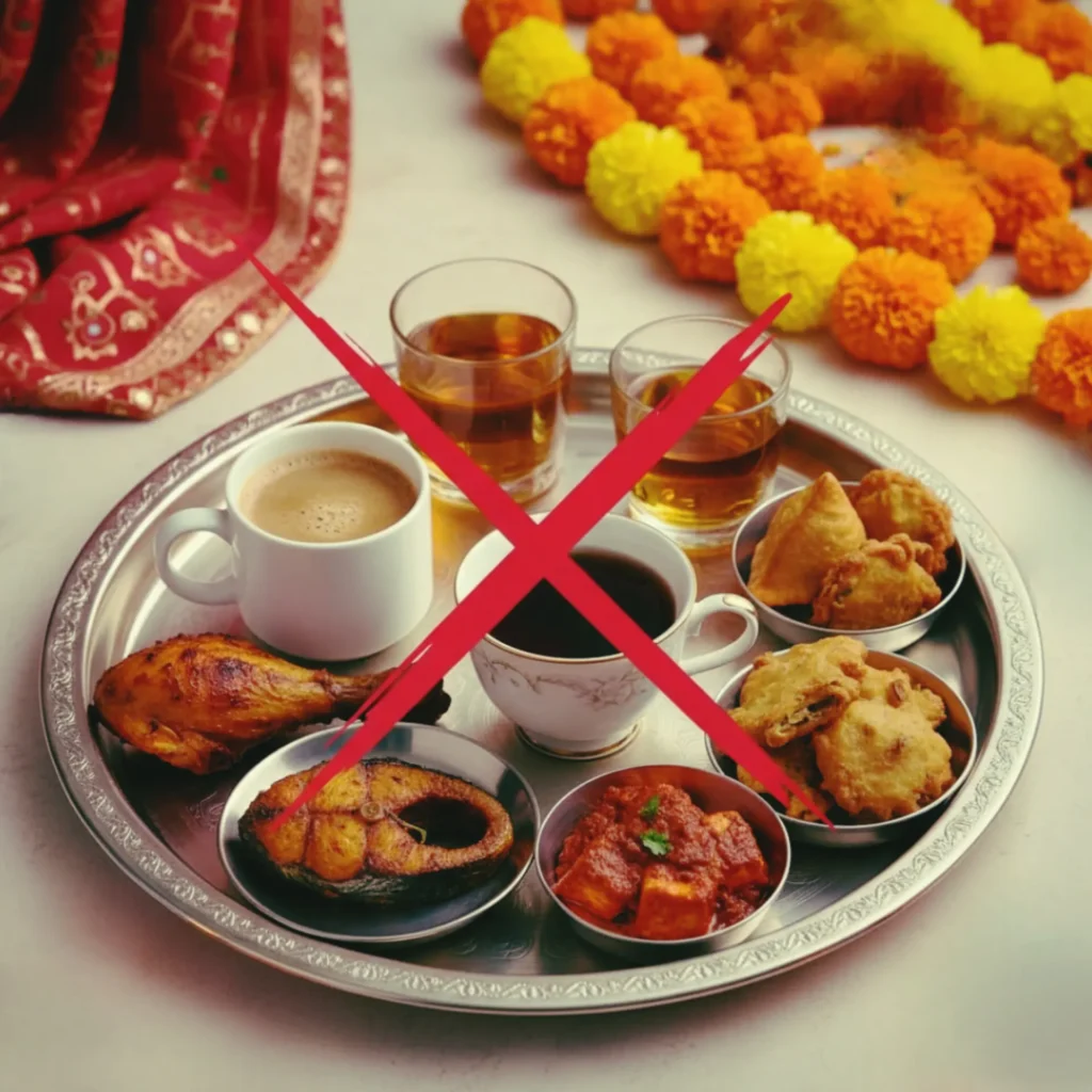 नवरात्रि व्रत में क्या न खाए — केफीन, शराब, ज्यादा ऑयली और मसालेदार व्यंजन, मास मछली'